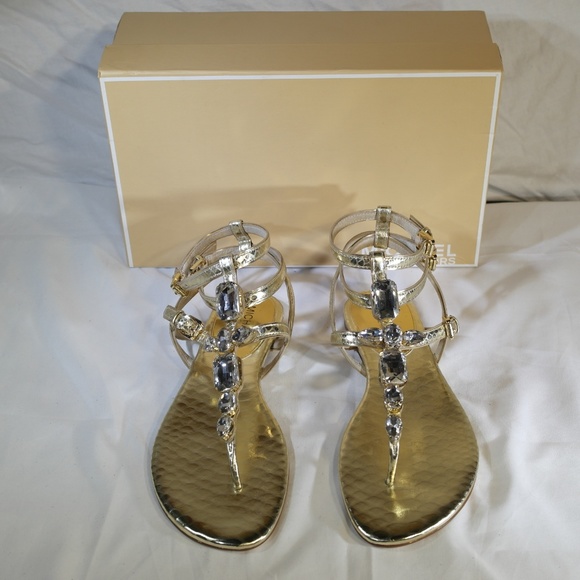 Michael Kors Shoes - MICHAEL KORS GOLD SANDALS WITH CRYSTALS FOR WOMEN